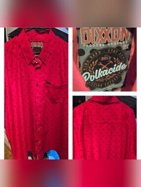 DIXXON Polkacide Red Shirt with Black Polka Dot Print